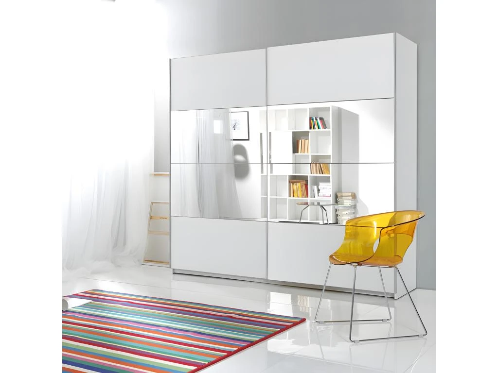 Armoire Design 220cm. 2 Portes Avec Miroirs Modulables. Couleur Blanc Mat. Collection EOS 2 Armoire Design 220cm. 2 Portes Avec Miroirs Modulables. Couleur Blanc Mat. Collection EOS – Image 2