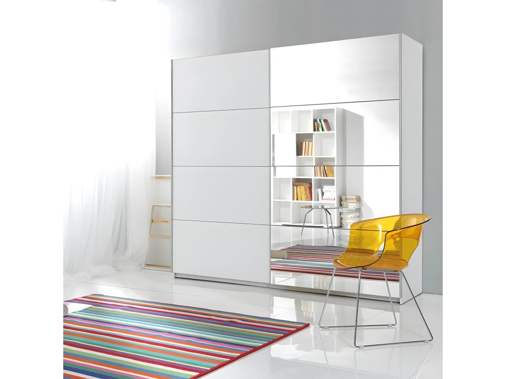 Armoire Design 220cm. 2 Portes Avec Miroirs Modulables. Couleur Blanc Mat. Collection EOS 3 Armoire Design 220cm. 2 Portes Avec Miroirs Modulables. Couleur Blanc Mat. Collection EOS – Image 3