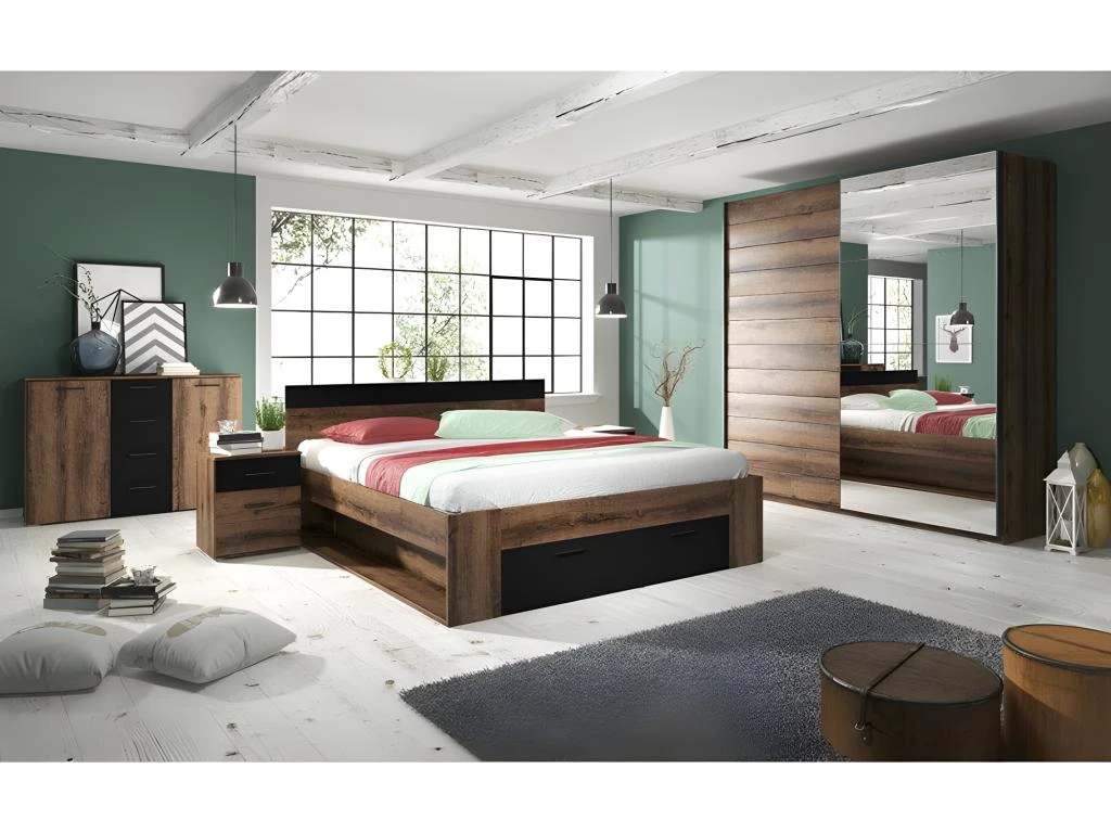 Armoire Design 2 Portes 220cm Couleur Chêne Foncé. Collection EOS 3 Armoire Design 2 Portes 220cm Couleur Chêne Foncé. Collection EOS – Image 3