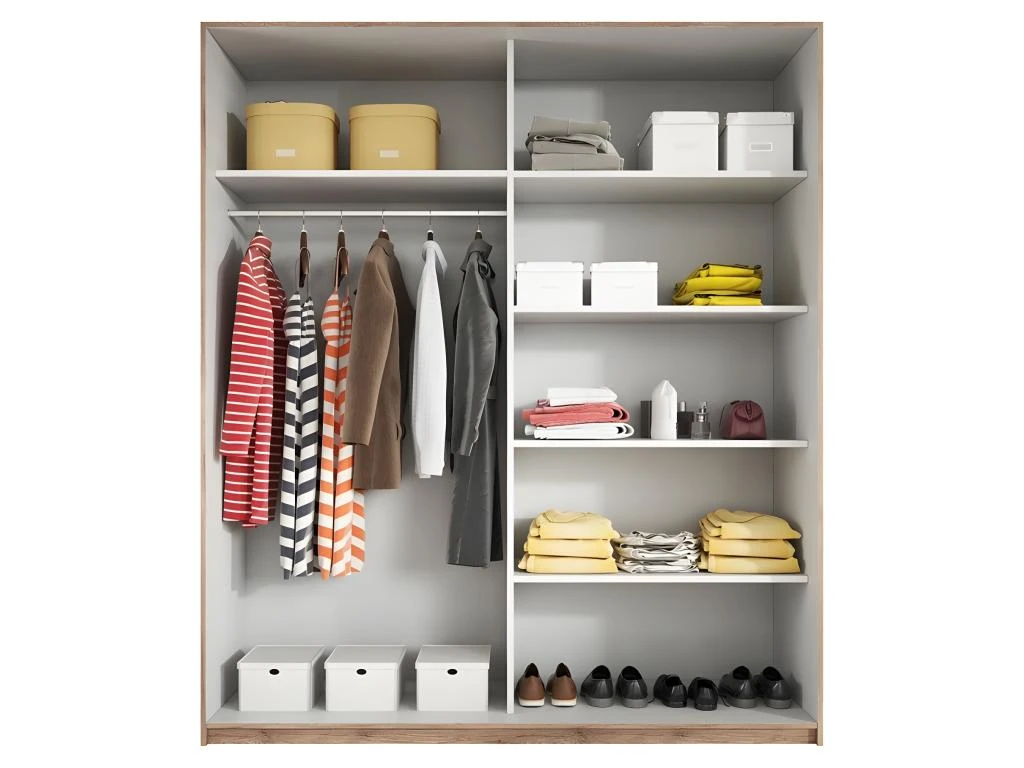 Armoire Design 2 Portes 220cm Couleur Chêne Foncé. Collection EOS 4 Armoire Design 2 Portes 220cm Couleur Chêne Foncé. Collection EOS – Image 4