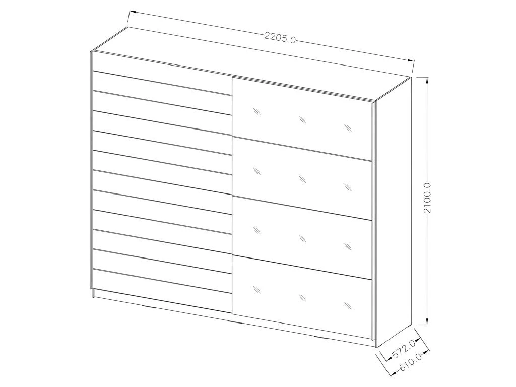 Armoire Design 2 Portes 220cm Couleur Chêne Foncé. Collection EOS 5 Armoire Design 2 Portes 220cm Couleur Chêne Foncé. Collection EOS – Image 5