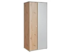 Armoire Chambre D'enfant Design Coloris ChĂȘne Et Gris Avec 2 Portes Battantes Collection BIBOU.
