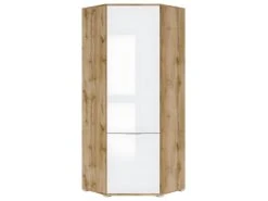 Armoire D'angle 2 Portes Selma Blanc Et Bois