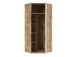 Armoire D'angle 2 Portes Selma Blanc Et Bois -Fren Soldes Boutique armoire et dressing 9579091