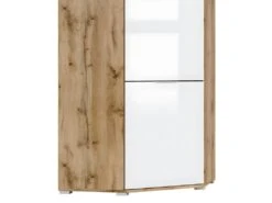 Armoire D'angle 2 Portes Selma Blanc Et Bois -Fren Soldes Boutique armoire et dressing 9579093