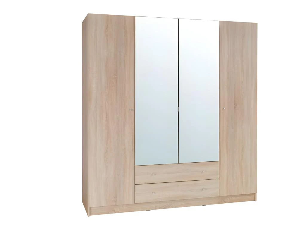 Armoire 4 Portes De 2 Mètres Avec Miroirs Pour Chambre à Coucher MAXIM Coloris Dab Sonoma. 1 Armoire 4 Portes De 2 Mètres Avec Miroirs Pour Chambre à Coucher MAXIM Coloris Dab Sonoma.