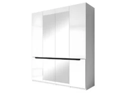 Armoire Design 4 Portes Et 2 Miroirs Couleur Blanche Finitions Glossy - LUCIA