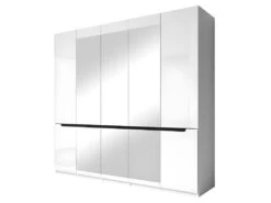 Armoire Design 5 Portes Et 3 Miroirs Couleur Blanche Finitions Glossy - LUCIA