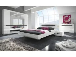 Armoire Design 5 Portes Et 3 Miroirs Couleur Blanche Finitions Glossy - LUCIA 6 Armoire Design 5 Portes Et 3 Miroirs Couleur Blanche Finitions Glossy - LUCIA -Fren Soldes Boutique armoire et dressing 9579629