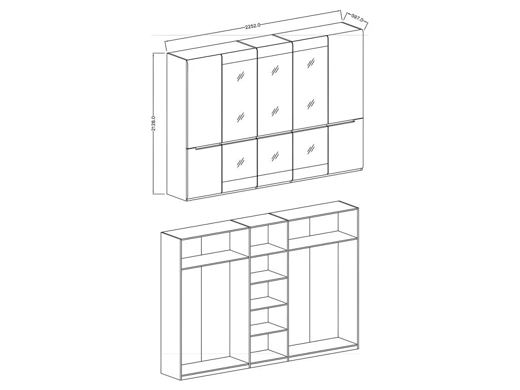 Armoire Design 5 Portes Et 3 Miroirs Couleur Blanche Finitions Glossy - LUCIA 4 Armoire Design 5 Portes Et 3 Miroirs Couleur Blanche Finitions Glossy - LUCIA – Image 4