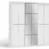 Armoire Avec Miroir WILHEM - 6 Portes - L.203cm - Blanc