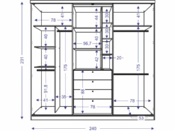 Armoire 2 Portes Coulissantes - Miroir Et Tiroirs - L240cm - Coloris : Naturel Et Noir - BODIL -Fren Soldes Boutique armoire 254449