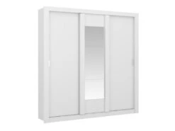 Armoire Avec Miroir ROXANE - 3 Portes Coulissantes - L. 220 Cm - Blanc -Fren Soldes Boutique armoire 358875