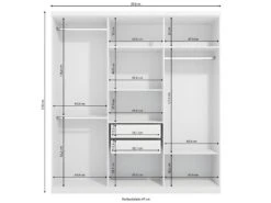 Armoire Avec Miroir WILHEM - 6 Portes - L.203cm - Blanc -Fren Soldes Boutique armoire 416981
