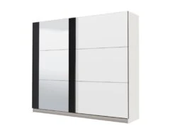 Armoire SUTERA - 2 Portes Coulissantes - Avec Miroir - L.217 Cm - Blanc Et Noir 10 Armoire SUTERA - 2 Portes Coulissantes - Avec Miroir - L.217 Cm - Blanc Et Noir -Fren Soldes Boutique armoire 424979