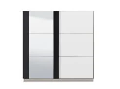 Armoire SUTERA - 2 Portes Coulissantes - Avec Miroir - L.217 Cm - Blanc Et Noir 12 Armoire SUTERA - 2 Portes Coulissantes - Avec Miroir - L.217 Cm - Blanc Et Noir -Fren Soldes Boutique armoire 424981