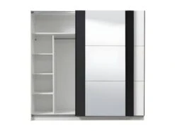 Armoire SUTERA - 2 Portes Coulissantes - Avec Miroir - L.217 Cm - Blanc Et Noir 14 Armoire SUTERA - 2 Portes Coulissantes - Avec Miroir - L.217 Cm - Blanc Et Noir -Fren Soldes Boutique armoire 424987