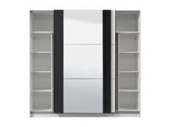 Armoire SUTERA - 2 Portes Coulissantes - Avec Miroir - L.217 Cm - Blanc Et Noir 13 Armoire SUTERA - 2 Portes Coulissantes - Avec Miroir - L.217 Cm - Blanc Et Noir -Fren Soldes Boutique armoire 424989