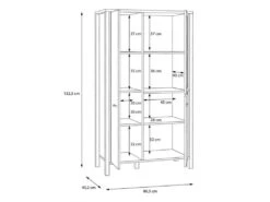 Vitrine H152 Cm Décor Noir Et Effet Chêne Avec Poignées Noir - MODE -Fren Soldes Boutique bibliotheque vitrine et etagere 10005053