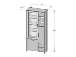 Vitrine 3 Portes Et 14 Niches Effet Bois Vieilli Et Béton Gris - BUCK 9 Vitrine 3 Portes Et 14 Niches Effet Bois Vieilli Et Béton Gris - BUCK -Fren Soldes Boutique bibliotheque vitrine et etagere 10005179