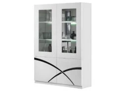 ALYSSA - Vitrine 2 Portes Laquée Brillant Blanc