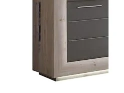 Vitrine Décor Bois Avec Vitrage Verre Trempé Et Poignées Métal - SHERA -Fren Soldes Boutique bibliotheque vitrine et etagere 10005585