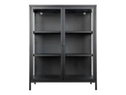 HENDRA - Vitrine 2 Portes Verre Et Acier Noir H101cm