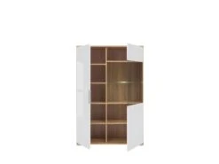 JADEA - Vitrine 2 Portes Style Scandinave Salon/salle à Manger - 132.5x90x41 - 10 Compartiments - Vitrine Double -Fren Soldes Boutique bibliotheque vitrine et etagere 10005741