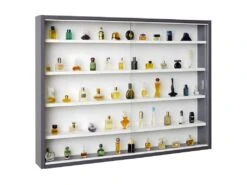 COLLECT - Vitrine Murale 5 Compartiments Grise Et Blanche -Fren Soldes Boutique bibliotheque vitrine et etagere 10005749