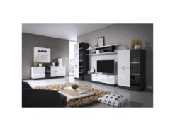 Vitrine Haute Collection CRISTAL Quatre Portes Coloris Blanc Et Noir. 6 Vitrine Haute Collection CRISTAL Quatre Portes Coloris Blanc Et Noir. -Fren Soldes Boutique bibliotheque vitrine et etagere 10447381