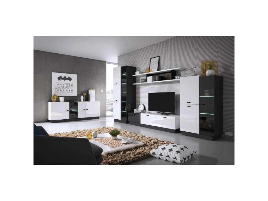 Vitrine Haute Collection CRISTAL Quatre Portes Coloris Blanc Et Noir. 3 Vitrine Haute Collection CRISTAL Quatre Portes Coloris Blanc Et Noir. – Image 3