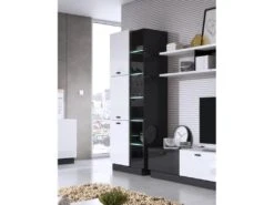 Vitrine Haute Collection CRISTAL Quatre Portes Coloris Blanc Et Noir. 7 Vitrine Haute Collection CRISTAL Quatre Portes Coloris Blanc Et Noir. -Fren Soldes Boutique bibliotheque vitrine et etagere 10447383