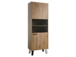 Vitrine 1 Porte Réversible Vitrée Finition Chêne Clair Texturé - MILOS