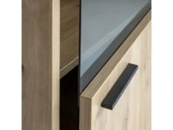 Vitrine 1 Porte Réversible Vitrée Finition Chêne Clair Texturé - MILOS -Fren Soldes Boutique bibliotheque vitrine et etagere 10672459