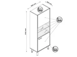 Vitrine 1 Porte Réversible Vitrée Finition Chêne Clair Texturé - MILOS -Fren Soldes Boutique bibliotheque vitrine et etagere 10672461