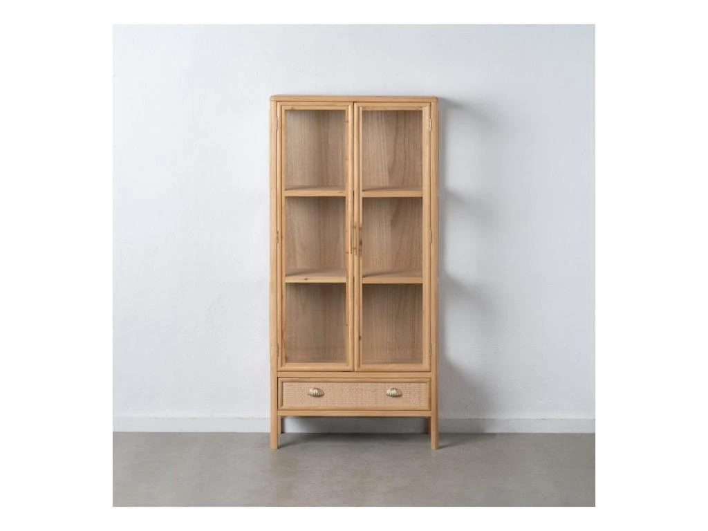 Vitrine 2 Portes 1 Tiroirs Bois Naturel N°2 - CHRISTINA 3 Vitrine 2 Portes 1 Tiroirs Bois Naturel N°2 - CHRISTINA – Image 3