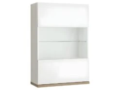 Vitrine Murale Réversible Finition Chêne Et Blanc Laqué - VERONICA