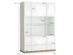 Vitrine Murale Réversible Finition Chêne Et Blanc Laqué - VERONICA -Fren Soldes Boutique bibliotheque vitrine et etagere 11324451