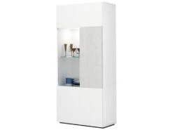 Vitrine Basse 1 Porte 121X52X27Cm Blanc-Gris - Venprodin