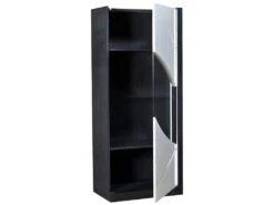 Vitrine 1 Porte Avec LEDs - Blanc Laqué Et Anthracite - LUDMILA 6 Vitrine 1 Porte Avec LEDs - Blanc Laqué Et Anthracite - LUDMILA -Fren Soldes Boutique bibliotheque vitrine et etagere 6298131