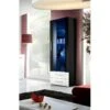 Vitrine NEO I Design, Coloris Noir Brillant, Tiroirs Blancs Brillants + LED.