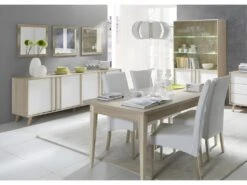 Vitrine, Vaisselier, Argentier MALMO Grand Modèle + LED. Meuble Type SCANDINAVE Idéal Pour Votre Salle à Manger -Fren Soldes Boutique bibliotheque vitrine et etagere 8926671