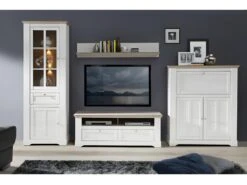 Vitrine 2 Portes 1 Tiroir éclairage LED Décor Chêne Blanchi - ANGELE 7 Vitrine 2 Portes 1 Tiroir éclairage LED Décor Chêne Blanchi - ANGELE -Fren Soldes Boutique bibliotheque vitrine et etagere 8926677