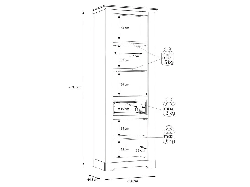 Vitrine 2 Portes 1 Tiroir éclairage LED Décor Chêne Blanchi - ANGELE 5 Vitrine 2 Portes 1 Tiroir éclairage LED Décor Chêne Blanchi - ANGELE – Image 5