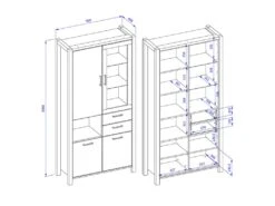 Vitrine Haute XL Collection BOWIE. Couleur Chêne Et Noir. LED Incluses -Fren Soldes Boutique bibliotheque vitrine et etagere 8926791