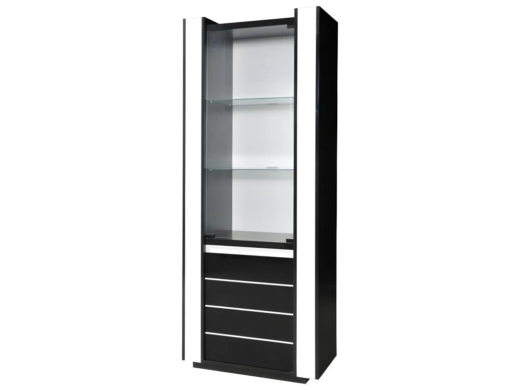 Vitrine Petit Modèle LINA Noire Et Blanche Brillante Avec LED 2 Vitrine Petit Modèle LINA Noire Et Blanche Brillante Avec LED – Image 2