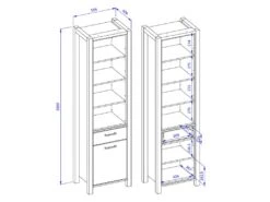 Vitrine Haute Collection BOWIE. Couleur Chêne Et Noir. LED Incluses -Fren Soldes Boutique bibliotheque vitrine et etagere 8926841