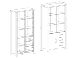 Vitrine Large Design Collection DARWIN. Couleur épicéa Et Noir. 2 Portes, 3 Tiroirs, 3 Niches -Fren Soldes Boutique bibliotheque vitrine et etagere 8926891
