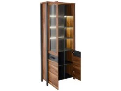 Vitrine Collection WINDSOR. Coloris Chêne Foncé Et Gris Anthracite. -Fren Soldes Boutique bibliotheque vitrine et etagere 8927245