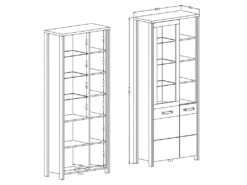 Vitrine Collection WINDSOR. Couleur Gris Anthracite Et Chêne Foncé. -Fren Soldes Boutique bibliotheque vitrine et etagere 8927293